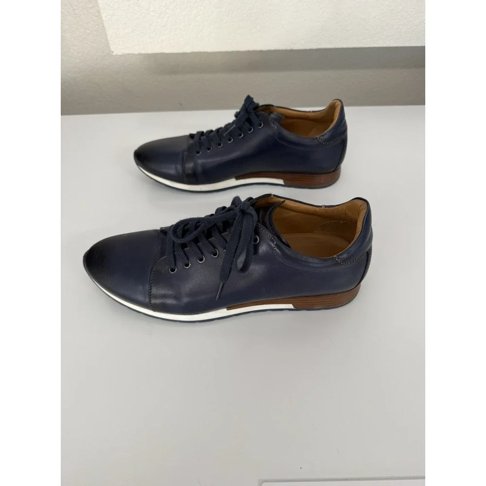 Mezlan Mens 12 M Navy Leather Low Top Sneakers Casual Dress Shoes Made In Spain